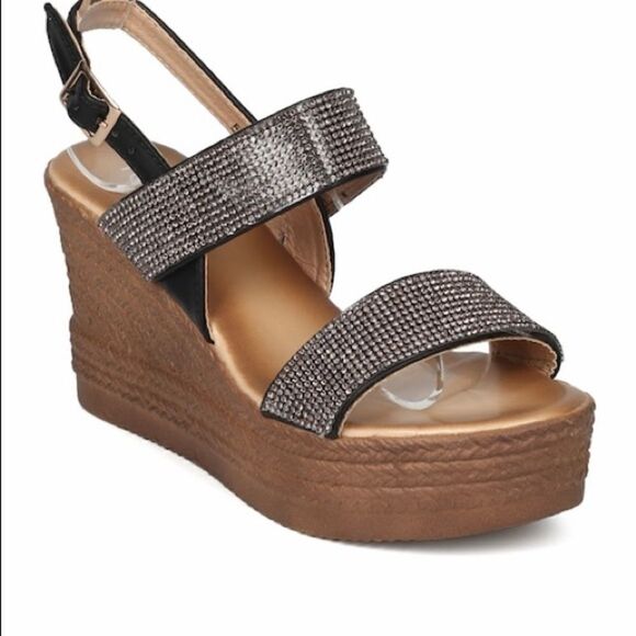 Refresh Rhinestone Embellished Wedge Sandals - Picture 2 of 8